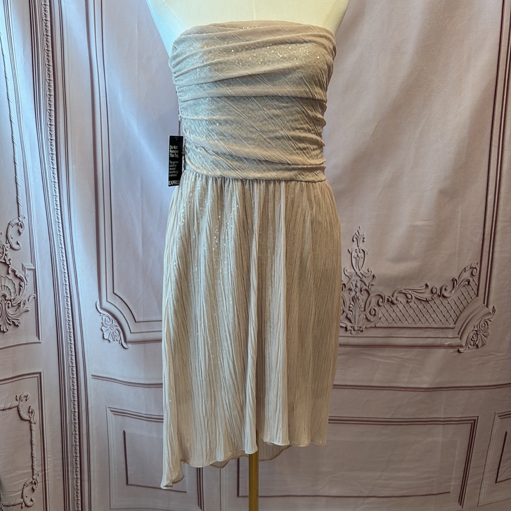 Express strapless shimmering sequin dress